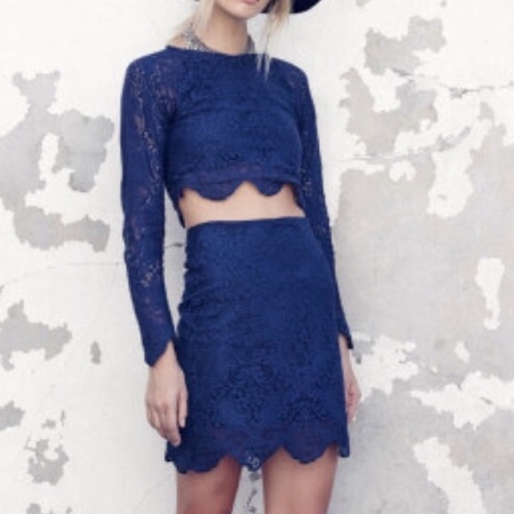 For Love & Lemons Midnight lace crop top skirt set - Picture 16 of 16